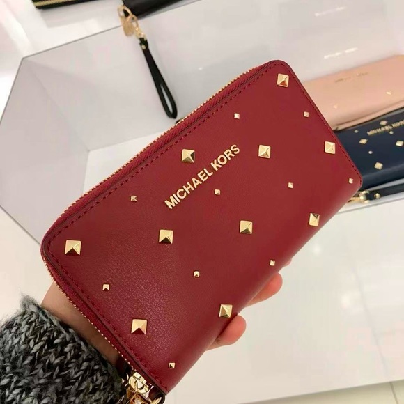 NWT MICHAEL KORS JET SET TRAVEL LUGGAGE LG FLAT MF LTH PNONE CASE 35H7GTVE3T - Picture 1 of 9